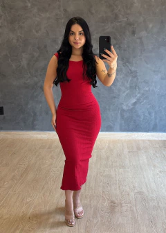 Vestido Mel Canelado Premium Vermelho - comprar online