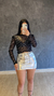 Cropped Tule Pedraria Thalya Preto