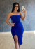 Vestido Canelado Tomara que Caia Mídi Azul