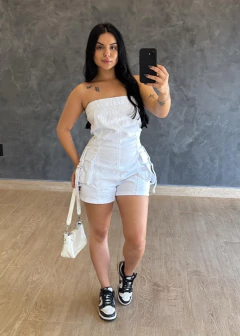 Macaquinho Jeans Tomara que Caia 