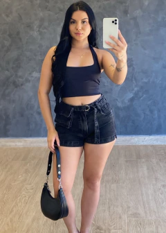 Shorts Jeans Grafite