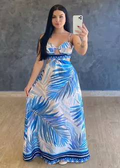 Vestido Longo Crepe de Seda Mari Azul Claro