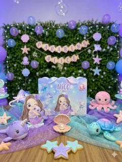 Sacola Personalizada Aniversário Infantil | Sacolinha Surpresa Tema Personalizado Festa - FUNDO DO MAR