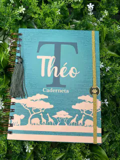 Kit Livro do Bebê / Caderneta Vacina + porta documentos - Tema Safari Linho - Alfabeto Menino - Analice Ateliê