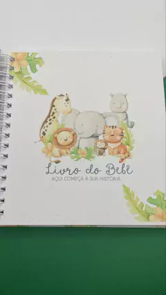 Kit Livro do Bebê / Caderneta Vacina + Porta documentos - Tema Safari Menino - Analice Ateliê