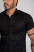 Camisaria OXN MC Preta Modelagem Slim - loja online