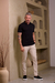 Polo OXN Old Money Gola V Tricot - Preta - comprar online