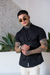 Camisaria OXN MC Gola Padre Tricoline Preta Modelagem Slim - Salvino Store