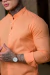 Camisaria OXN ML Gola Padre Flamê Slim Fit - Laranja