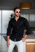 Camisaria OXN ML Preta - Modelagem Slim - comprar online