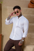 Camisaria OXN ML Gola Padre Slim Fit - Branca - Salvino Store