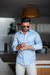 Imagem do Camisaria OXN ML Azul - Modelagem Slim