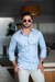 Camisaria OXN ML Azul - Modelagem Slim