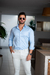 Camisaria OXN ML Azul - Modelagem Slim - loja online