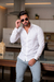 Camisa OXN ML Tricoline Branca - modelagem Slim - loja online