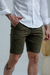 Bermuda OXN Sarja Alfaiataria Slim Verde Militar - loja online