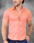 Camisa Zip Off / Zikani MC Slim Fit Acetinada Salmão Ref: 80055 - comprar online