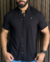 Camisa Zip Off MC Slim Fit Gola Padre Preta Ref 0611