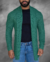Cardigan Zip Off Tricot Verde Folha
