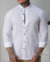 Camisaria OXN ML Gola Padre Flamê Slim Fit - Branca