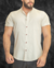 Camisaria OXN MC Gola Padre Linho Crú - Modelagem Slim - comprar online