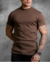 Camiseta OXN Gola Média Marrom Café