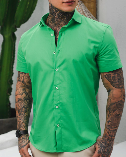 Camisaria OXN MC Oxford - Verde Bandeira - comprar online