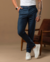 Calça OXN Alfaiataria Italiana Acetinada Slim Fit Marinho - comprar online