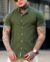 Imagem do Camisaria OXN MC Gola Padre Flamê Slim Fit - Verde Oliva