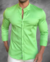 Camisa Zikani / Zip Off ML Gola Padre Verde Pistache Acetinada - modelagem slim Ref 80020