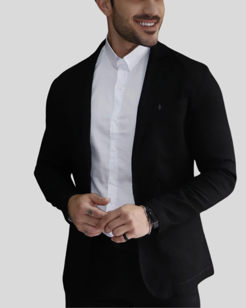 Blazer Zikani Bolso Imbutido Slim Fit Preto Ref 785 - comprar online