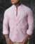 Camisaria OXN ML Gola Padre Flamê Slim Fit - Rosa