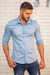 Camisa Zip Off / Zikani ML Azul Bebê Acetinada - Modelagem Slim - loja online