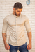 Camisa Manga Longa Zikani Gola Padre Areia ACETINADA - modelagem slim - Salvino Store