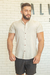 Camisaria OXN MC Gola Padre Linho Crú - Modelagem Slim - Salvino Store