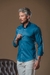 Camisa OXN ML Viscose em Fibra de Bambu Slim Azul Turquesa - loja online