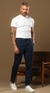 Calça OXN Alfaiataria Italiana Baly Slim Fit Azul Marinho