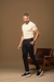 Calça OXN Alfaiataria Italiana Baly Com Regulagem Slim Fit Preta