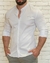Camisa Zip Off / Zikani ML Gola Padre Branca Acetinada - Modelagem Slim - comprar online