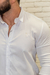 Camisa ML Zip OFF / Zikani Branca Acetinada - modelagem Slim
