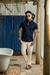 Camisaria OXN MC Gola Padre Tricoline Azul Marinho Modelagem Slim - Salvino Store