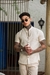 Camisaria OXN MC Gola Padre Linho Crú - Modelagem Slim - Salvino Store