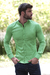 Camisa Zikani / Zip Off ML Gola Padre Verde Pistache Acetinada - modelagem slim Ref 80020 - comprar online