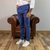 Calça OXN Alfaiataria Italiana Skinny Azul com Regulagem - loja online