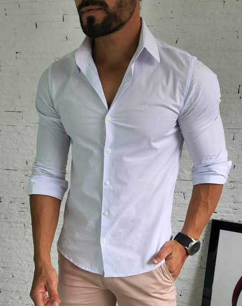 Camisa ML Zikani / Zip Off Branca - modelagem Slim Ref 0067 - Salvino Store