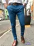 Calça Sarja Alfaiataria Zip Off Super Skinny Azul Celeste - comprar online