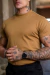 Camiseta OXN Gola Média Marrom Caramelo na internet