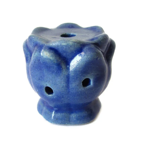 Incensário Cascata Porcelana Flor Porta incenso Azul - comprar online