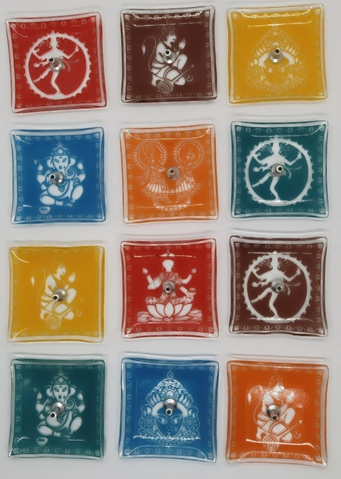 Incensário Deuses Indianos vidro 7 cm