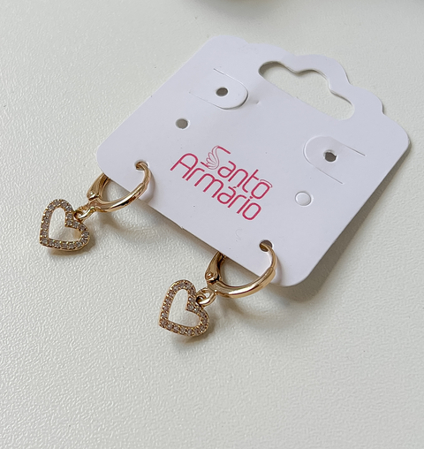 Argolinha coração vazado cravejado